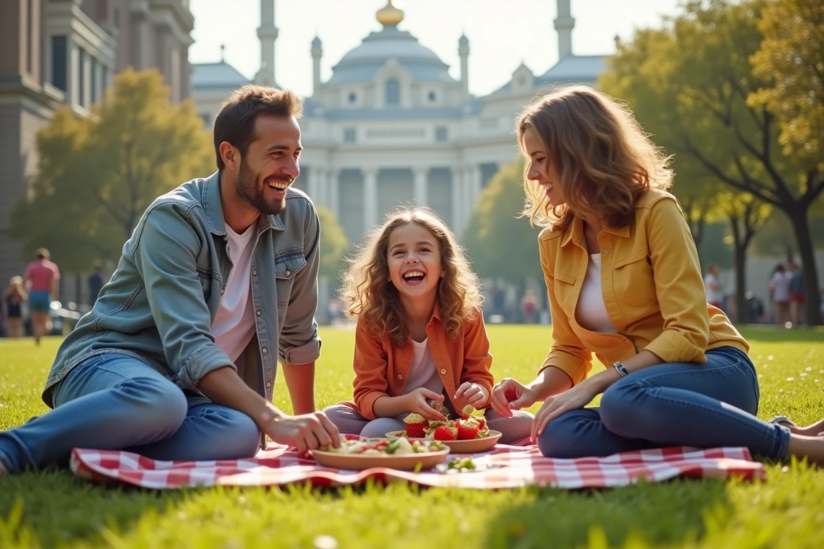 Famille riant lors d