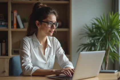 Femme en tenue décontractée travaillant à domicile