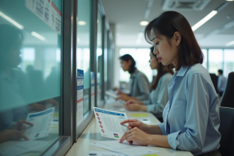 Femme thaïe en train de remplir un formulaire de permis de conduire