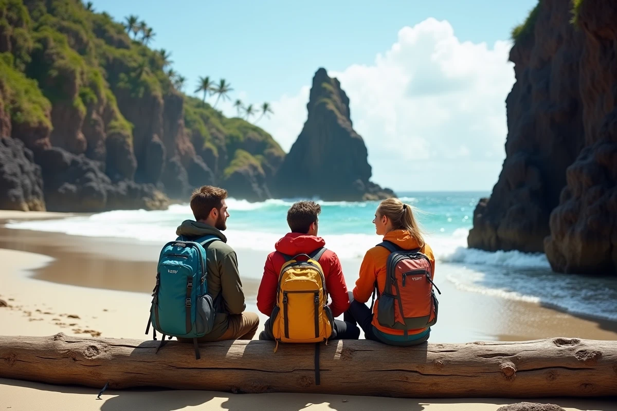 Groupe de voyageurs dans une crique secrète de Lombok