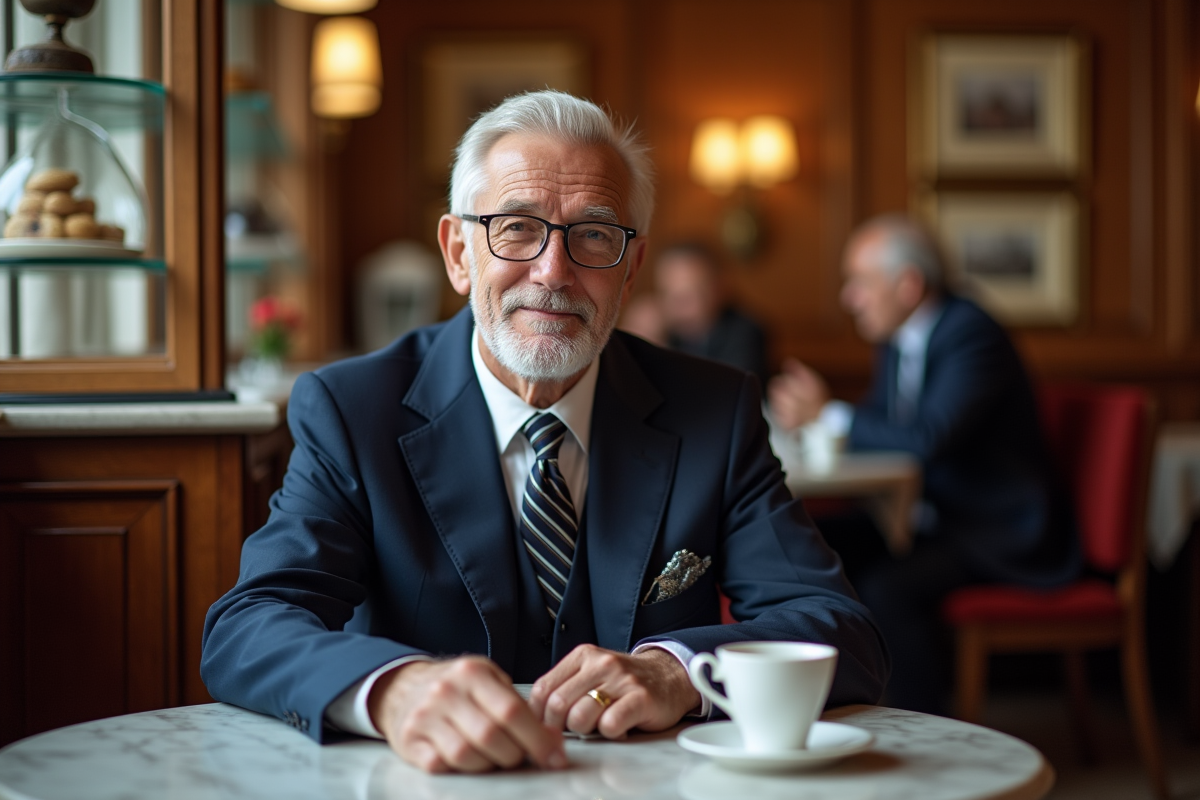Homme âgé dans un café viennois traditionnel