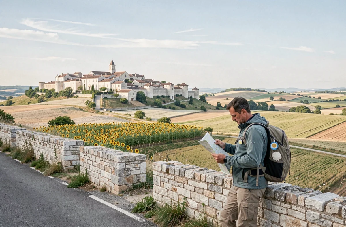 Le village bastide de Lauzerte perché sur sa colline dominant le paysage du Quercy Blanc en Tarn-et-Garonne